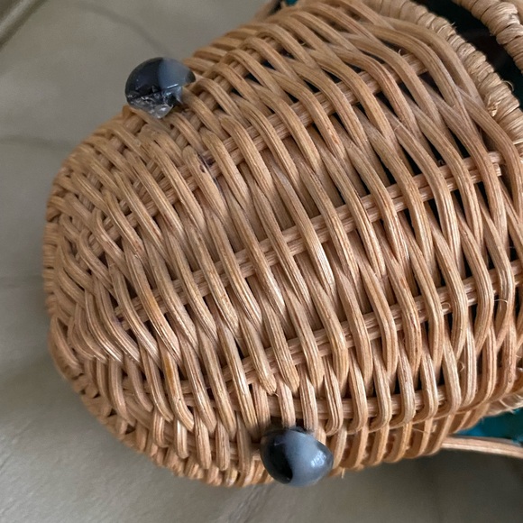 Vintage Wicker Fish Handbag Purse Cappelli Aqua - Picture 12 of 15